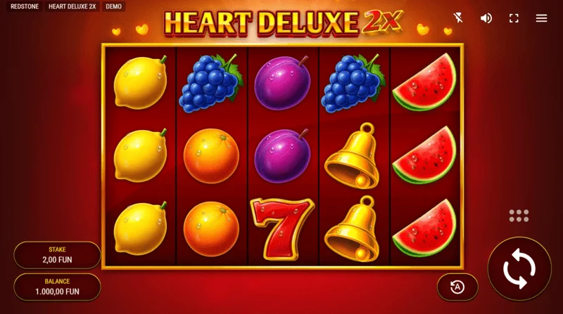 Heart Deluxe 2x - სათამაშო ეკრანი 5×3 ბარაბნებით